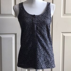 J. Crew Gray Lace Overlay Tank Top Large
